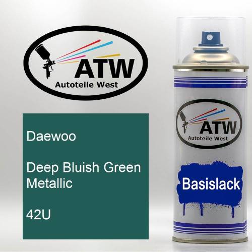 Daewoo, Deep Bluish Green Metallic, 42U: 400ml Sprühdose, von ATW Autoteile West.
